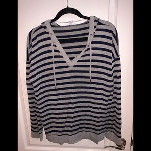 Striped hooded light weight sweater